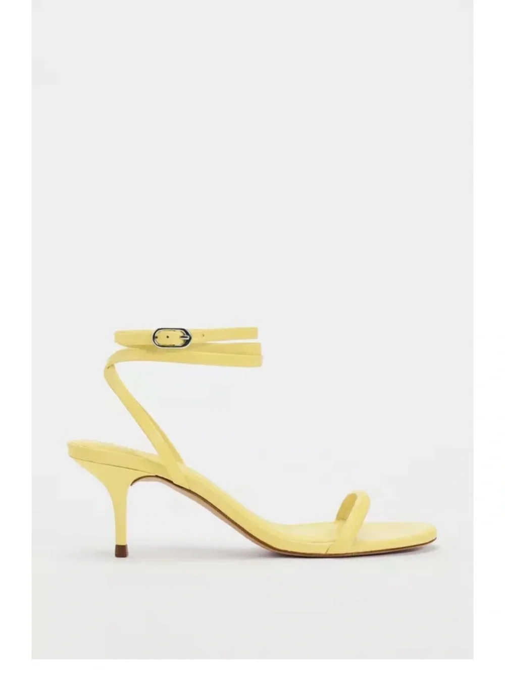 Zara Yellow Ankle-Strap Kitten Heel Sandals